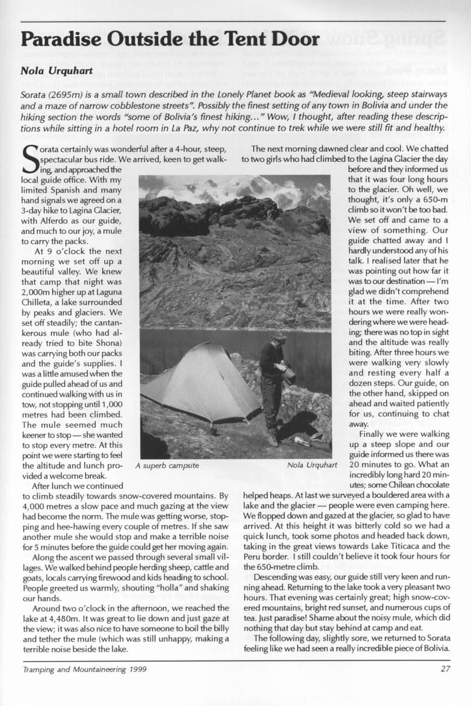 Scanned journal page 1 of 2: Paradise Outside the Tent Door