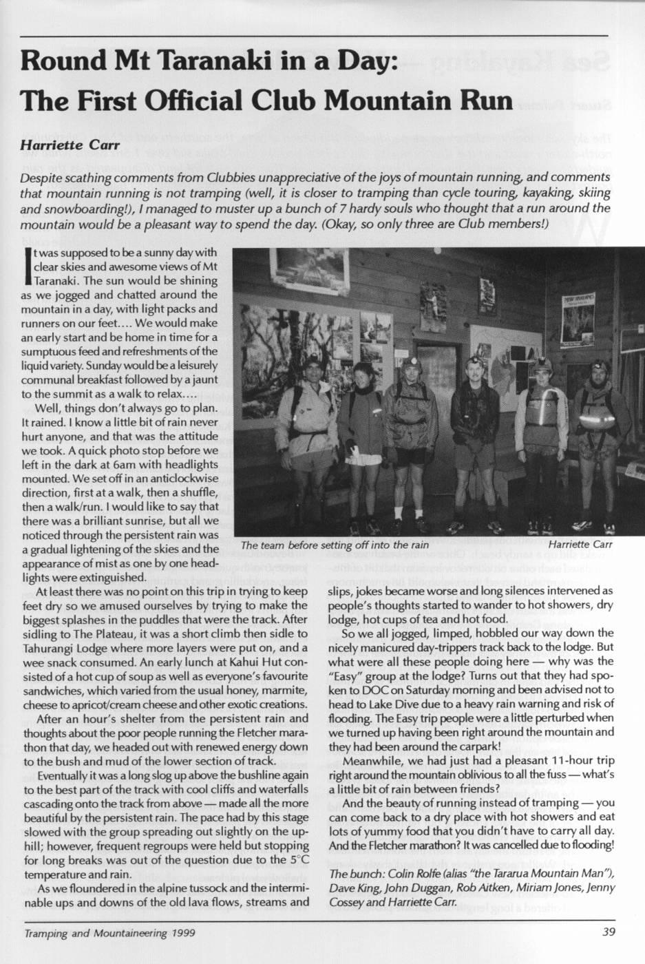 Scanned journal page 1 of 2: Round Mt Taranaki in a Day: The First Official Club Mountain Run