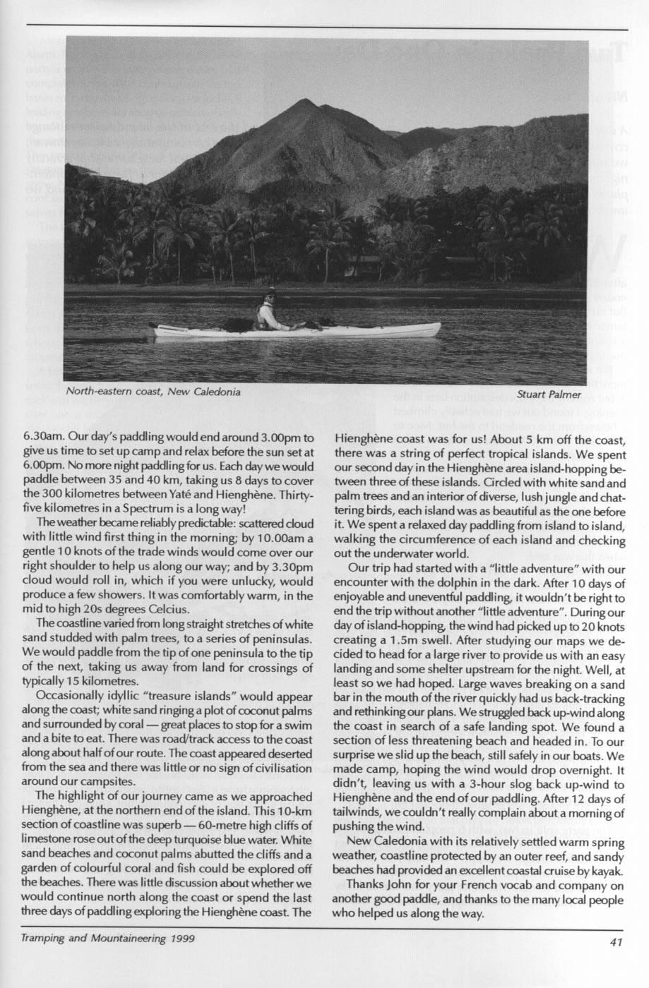 Scanned journal page 2 of 3: Sea Kayaking - New Caledonia