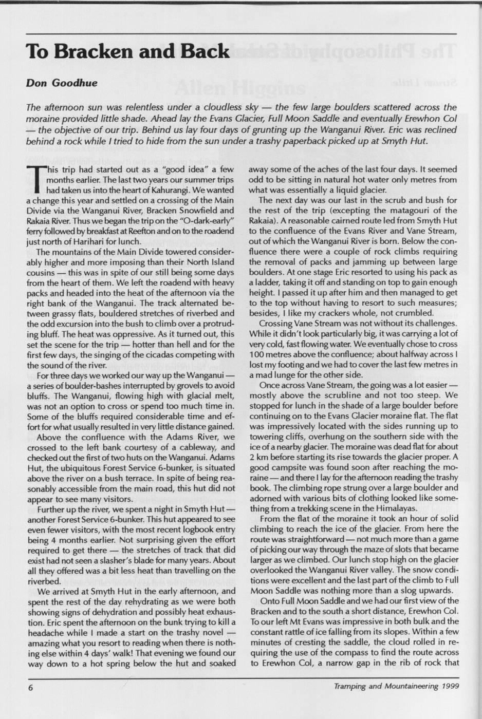 Scanned journal page 1 of 3: To Bracken and Back