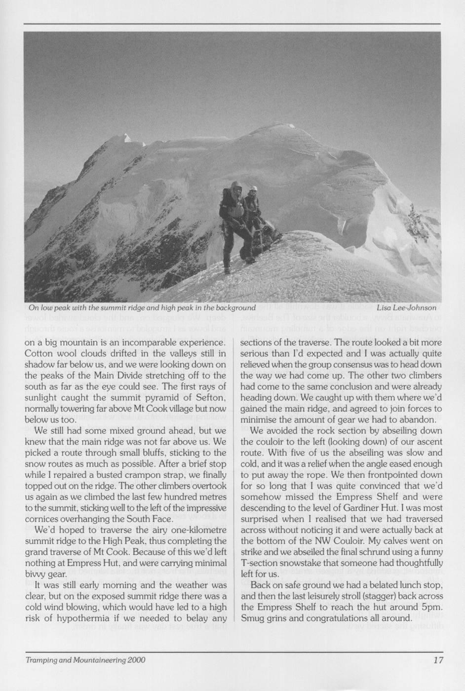 Scanned journal page 2 of 3: Ascent of the Low Peak of Aoraki