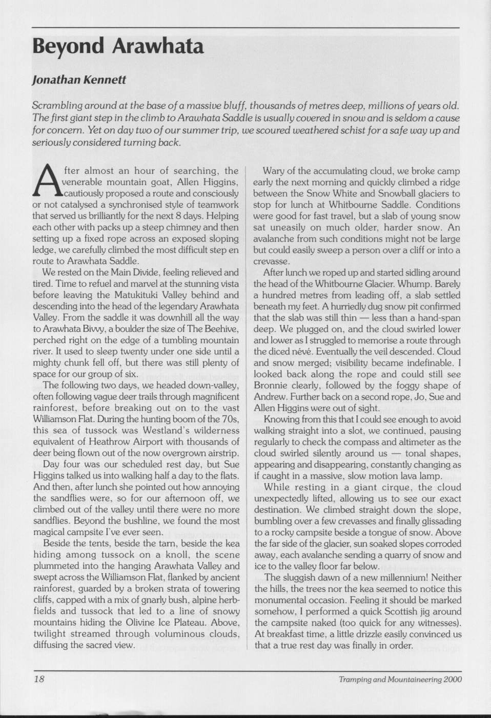 Scanned journal page 1 of 3: Beyond Arawhata