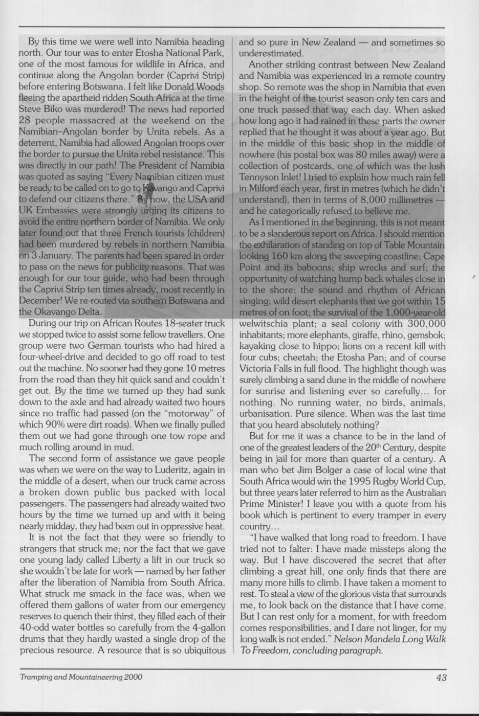 Scanned journal page 2 of 3: Off the Wall Look at Southern Africa