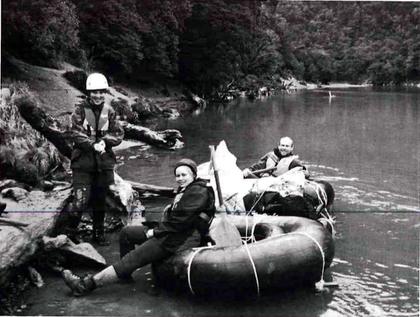 Stu, Lara and Lisa rafting on the Waiatoto